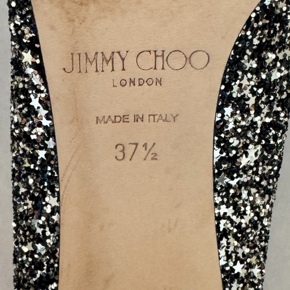 Jimmy Choo Black and Silver Glitter Pointed Toe Stilettos - Picture 5 of 8